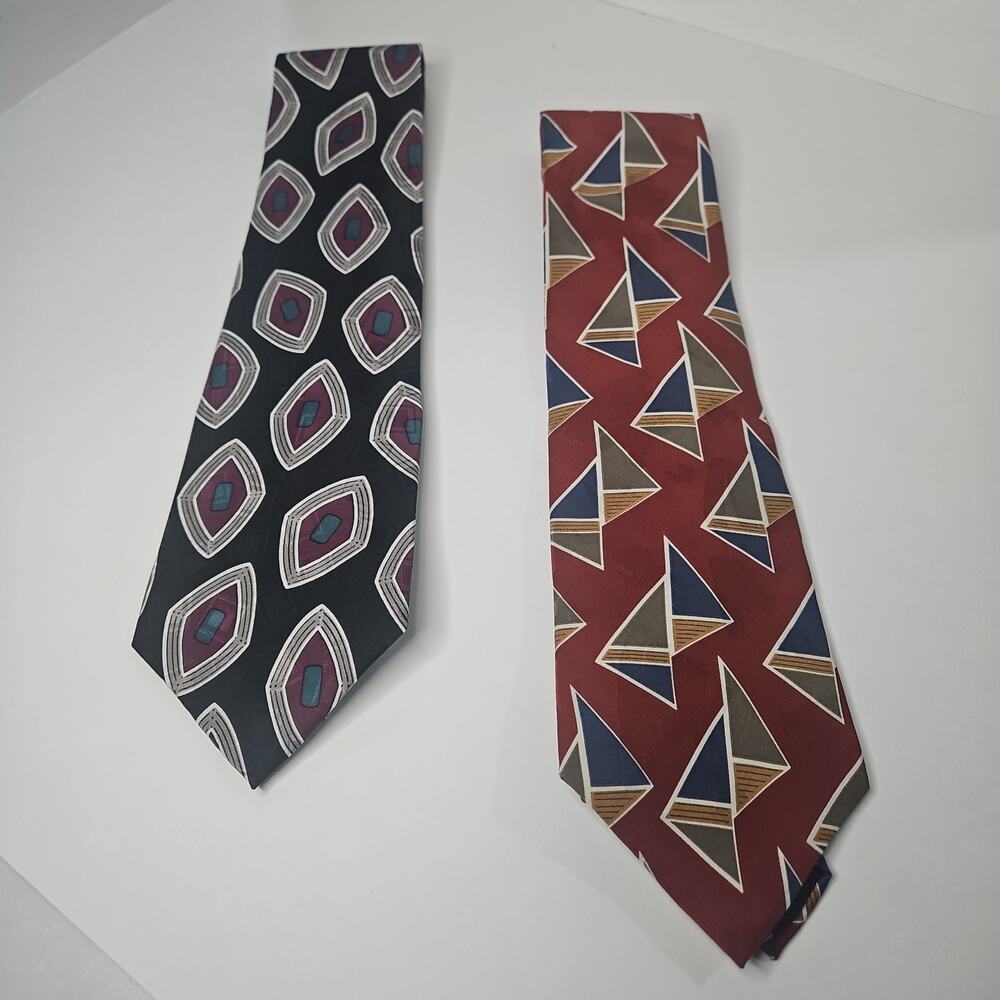 Lot of 2 John Henry Silk Tie - Made in USA - 100% Imported Silk